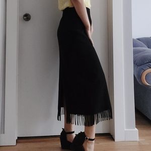 Black straight skirt, wool/cashmere/polymide
